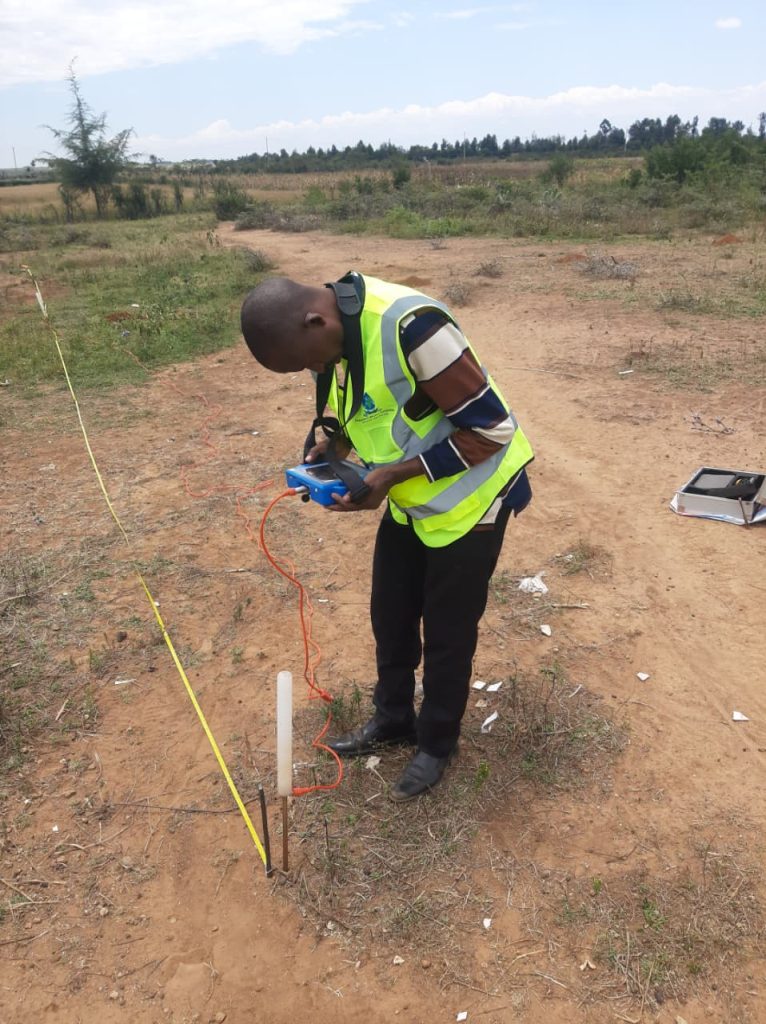 PQWT hydro-geological device being operated by a geologist for data collection during hydro-geological survey.