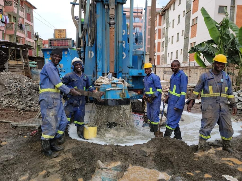 AquaEco Water Solutions drilling team during  a successful borehole drilling project